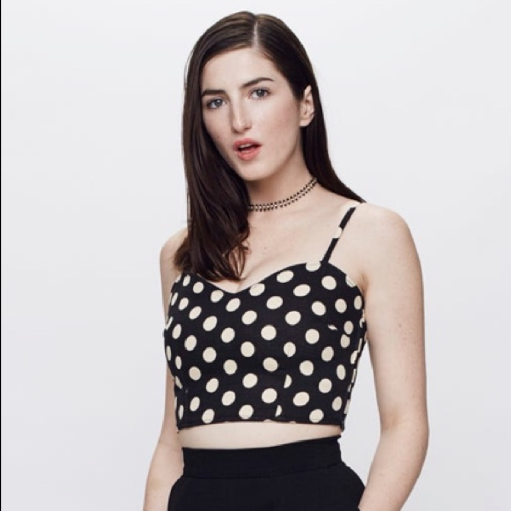Bad Girls | Bustier Crop Top boutique lustre black white polka dot size 10
